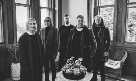 Martin Phillipps, second from right, with the 2020 lineup of the Chills, from left, Erica Scally, Todd Knudson, Oli Wilson and Callum Hampton.