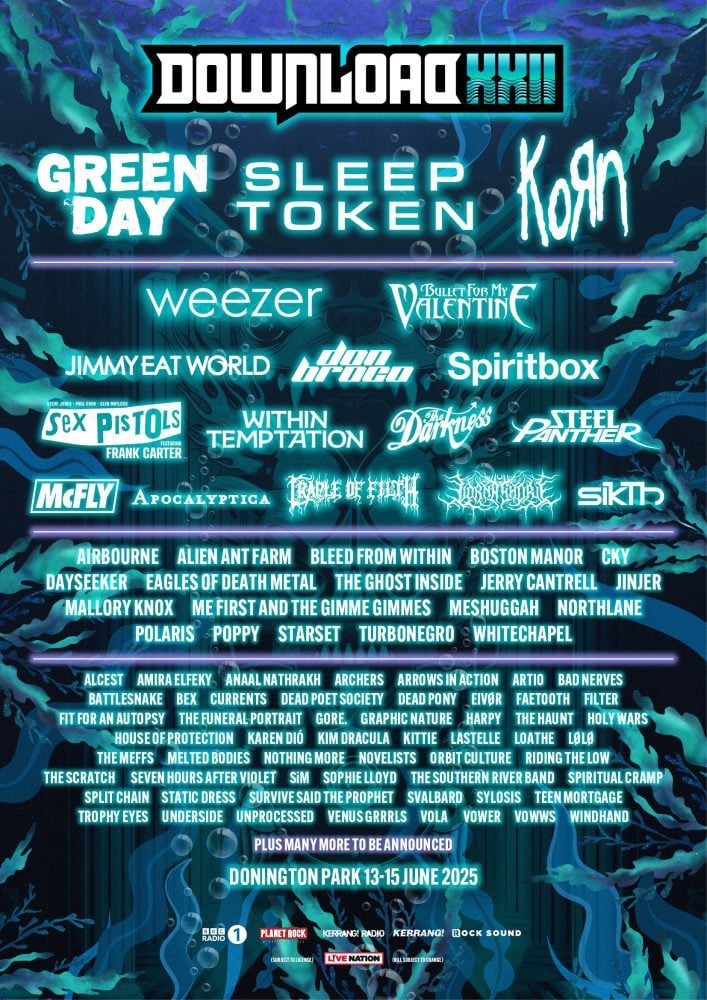 SLEEP TOKEN, KORN, BULLET FOR MY VALENTINE, SPIRITBOX & More Booked For Download 2025