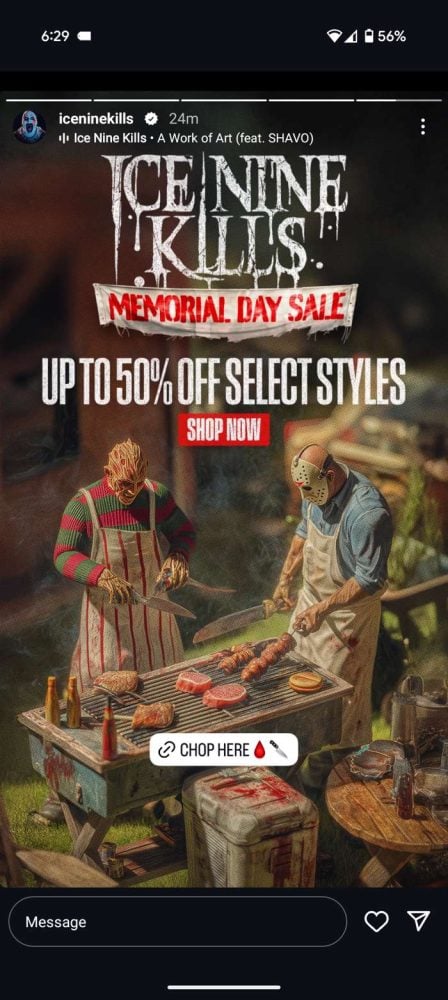 ICE NINE KILLS Pushes Merch Using AI-Generated Imagery