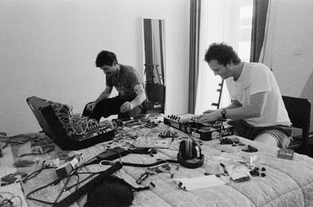 From left: Joey Walker and Stu Mackenzie building Nathan in Lisbon.
