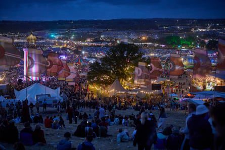 Glastonbury at night, from the Crow’s Nest.