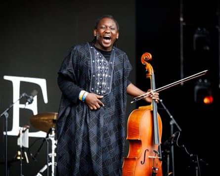 Abel Selaocoe and Bantu Ensemble on the West Holts Stage at Glastonbury Festival 2025.
