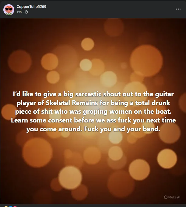 SKELETAL REMAINS Supposedly Banned From Future 70,000 Tons Of Metal Cruises