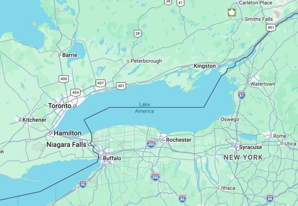 Google Maps Renames Lake Ontario to 'Lake America' Following Trump Order